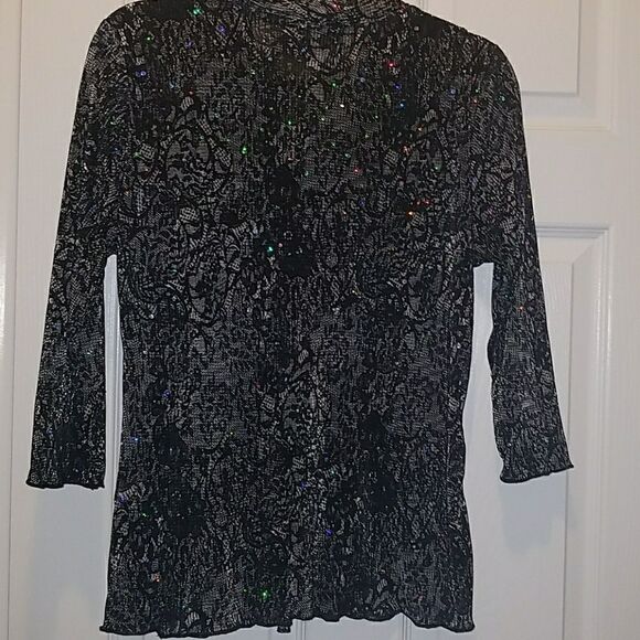 Christopher & Banks black white bling top Sz S NWT - Picture 4 of 4